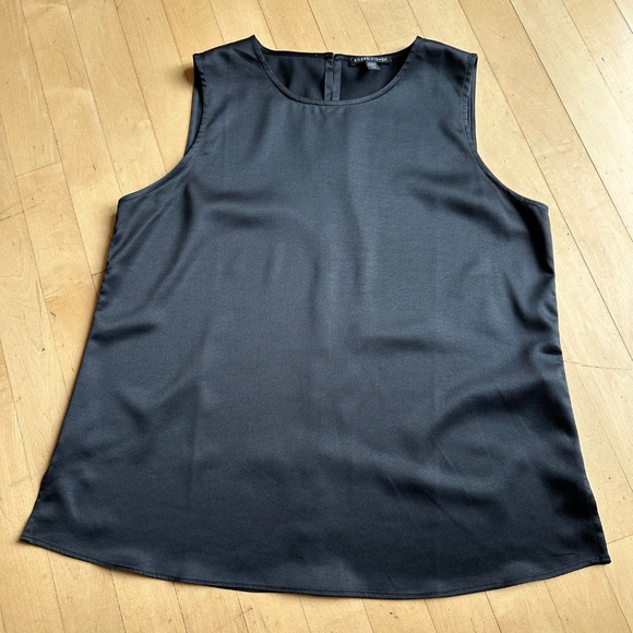 Eileen Fisher Black satin finish sleeveless top, S, G1228 - Picture 3 of 4